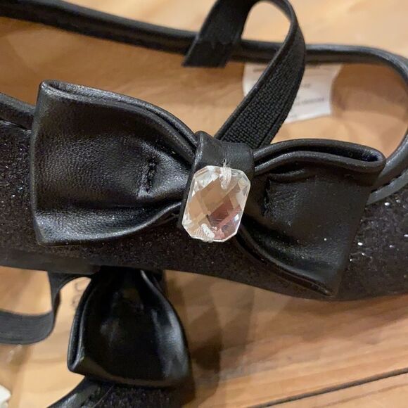 Lily & Dan Toddler Dress Shoe Black Glitter Rhinestone and bow Size 5/6 - Picture 4 of 16
